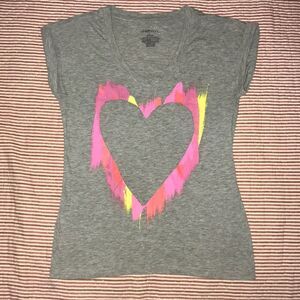 🌻Xhilartion sleepwear pj shirt sleeve grey heart paint splatter design top